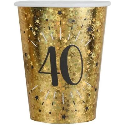 SANTEX 2 Lots de 10 Gobelets en carton anniversaire 40 ans noir et doré or 27cl REF/6788 Noir - Publicité SANTEX 2 Lots de 10 Gobelets en carton anniversaire 40 ans noir et doré or 27cl REF/6788 Noir - Publicité