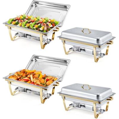 Chauffe-plats buffet - LUNSY - Acier inoxydable - Capacité 75 L - Dimensions 62x30.5x35.5 cm - 4 compartiments simples Gris - Publicité Chauffe-plats buffet - LUNSY - Acier inoxydable - Capacité 75 L - Dimensions 62x30.5x35.5 cm - 4 compartiments simples Gris - Publicité