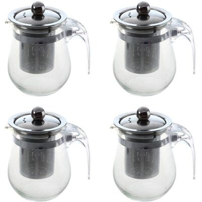 SODIAL 4X 350Ml Théière en Verre Transparent Résistant à la Chaleur de Théière de Fleur DInfuseur DAcier Inoxydable - Publicité SODIAL 4X 350Ml Théière en Verre Transparent Résistant à la Chaleur de Théière de Fleur DInfuseur DAcier Inoxydable - Publicité