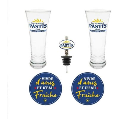STC Coffret de 2 Verres à Pastis 2 dessous de verre et bec verseur Bleu - Publicité STC Coffret de 2 Verres à Pastis 2 dessous de verre et bec verseur Bleu - Publicité