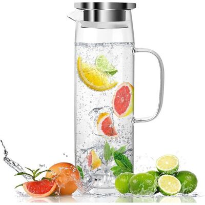 Carafe en Verre avec Couvercle-15 L-Carafe à Eau en Verre Borosilicate-Carafe DEau RéSistant à La Chaleur-Transparent Pichet - Publicité Carafe en Verre avec Couvercle-15 L-Carafe à Eau en Verre Borosilicate-Carafe DEau RéSistant à La Chaleur-Transparent Pichet - Publicité