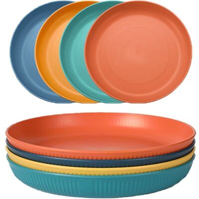 TENZHVXI Lot de 4 assiettes plastique incassable réutilisable micro-ondes lave-vaisselle pique-nique camping . Publicité TENZHVXI Lot de 4 assiettes plastique incassable réutilisable micro-ondes lave-vaisselle pique-nique camping . Publicité