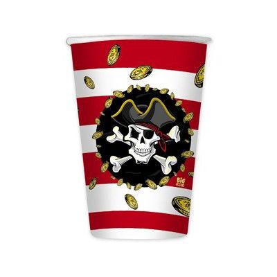 10 Gobelets en carton - Non spécifié - Pirates rouges et noirs - 200 ml - Lot de 8 - Décorés dune tête de mort Rouge - Publicité 10 Gobelets en carton - Non spécifié - Pirates rouges et noirs - 200 ml - Lot de 8 - Décorés dune tête de mort Rouge - Publicité