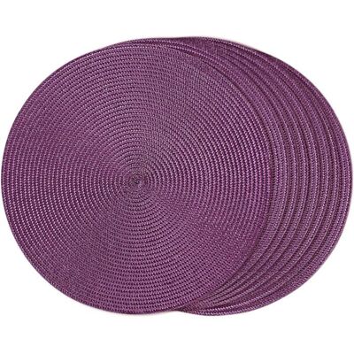 Huit sets de table ronds violets fabriqués en polypropylène résistant aux hautes températures pour protéger la table. Violet - Publicité Huit sets de table ronds violets fabriqués en polypropylène résistant aux hautes températures pour protéger la table. Violet - Publicité