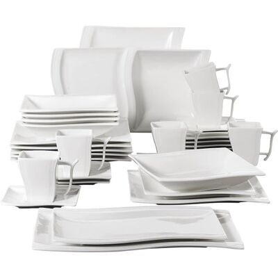 Malacasa FLORA 32pcs Vaisselle de Table Complet en Porcelaine pour 6 Personnes Blanc - Publicité Malacasa FLORA 32pcs Vaisselle de Table Complet en Porcelaine pour 6 Personnes Blanc - Publicité
