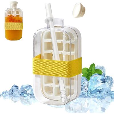 S'AGRANDIR Gourde avec paille et compartiment à glaçons conception 2-en-1 800 ml blanc (inclut le couvercle et le bac à glaçons) - Publicité S'AGRANDIR Gourde avec paille et compartiment à glaçons conception 2-en-1 800 ml blanc (inclut le couvercle et le bac à glaçons) - Publicité