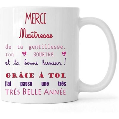 mug sublimation personnalisable Merci Maitresse Blanc - Publicité mug sublimation personnalisable Merci Maitresse Blanc - Publicité
