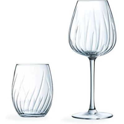 CRISTAL D'ARQUES Ensemble 8 verres à pied et verres à eau Swirly - Cristal dArques Blanc - Publicité CRISTAL D'ARQUES Ensemble 8 verres à pied et verres à eau Swirly - Cristal dArques Blanc - Publicité