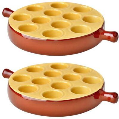 VISIODIRECT Lot de 2 poêlons à escargots 12 Trous en porcelaine plat pour escargots avec poignée passe au four et lave-vaisselle - 18 x 32 cm - Publicité VISIODIRECT Lot de 2 poêlons à escargots 12 Trous en porcelaine plat pour escargots avec poignée passe au four et lave-vaisselle - 18 x 32 cm - Publicité