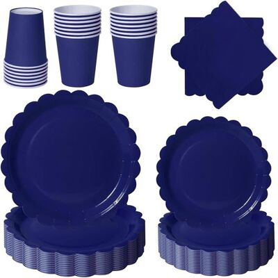 KJEHOME Service 96 pièces bleu foncé avec assiettes et gobelets Bleu - Publicité KJEHOME Service 96 pièces bleu foncé avec assiettes et gobelets Bleu - Publicité