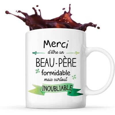 Mug - Merci Beau-Père Inoubliable - Cadeau Anniversaire Noël Fête des Pères - 325 ml - Porcelaine/Céramique/Grès Blanc - Publicité Mug - Merci Beau-Père Inoubliable - Cadeau Anniversaire Noël Fête des Pères - 325 ml - Porcelaine/Céramique/Grès Blanc - Publicité