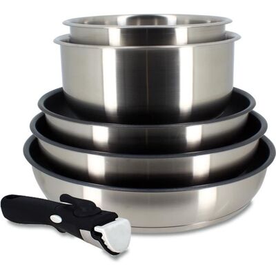Batterie de cuisine - Induction - MENASTYL - 7930018 - Inox - 6 pièces - Poignée amovible - Gris Gris - Publicité Batterie de cuisine - Induction - MENASTYL - 7930018 - Inox - 6 pièces - Poignée amovible - Gris Gris - Publicité