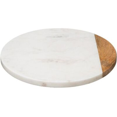 TENZHVXI 1 plateau tournant marbre blanc et bois de manguier 30 cm rond pour présentation gâteaux fromages tapas . Publicité TENZHVXI 1 plateau tournant marbre blanc et bois de manguier 30 cm rond pour présentation gâteaux fromages tapas . Publicité