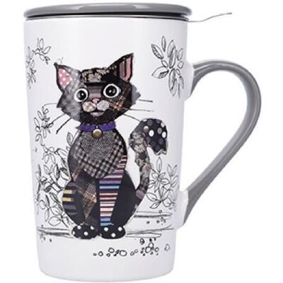 Mug tisanière cônique Kiub Kook Chat Noir - blanc/noir/gris - 435 ml Blanc - Publicité Mug tisanière cônique Kiub Kook Chat Noir - blanc/noir/gris - 435 ml Blanc - Publicité