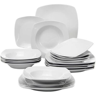 Service de table - MALACASA - JULIA-18 - Porcelaine - Blanc - Simple et durable Blanc - Publicité Service de table - MALACASA - JULIA-18 - Porcelaine - Blanc - Simple et durable Blanc - Publicité