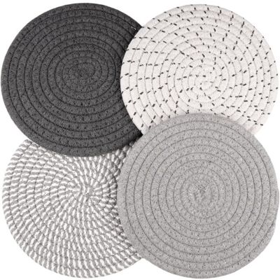 DOK Dessous de Plat Coton 18cm Lot 4 Gris Absorption Résistant Chaleur pour Restaurant Hôtel - Publicité DOK Dessous de Plat Coton 18cm Lot 4 Gris Absorption Résistant Chaleur pour Restaurant Hôtel - Publicité