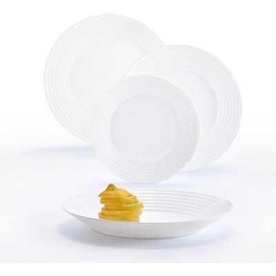 Service de table 18 pièces Harena Blanc - Luminarc - Opale Extra Résistant Blanc - Publicité Service de table 18 pièces Harena Blanc - Luminarc - Opale Extra Résistant Blanc - Publicité