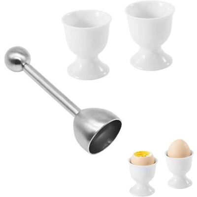 Coquetier4 coquetiers en porcelaineavec ouvre-oeuf en acier inoxydableporte-œuf de maisonoutil de cuisson de cuisinepour hôtel Blanc - Publicité Coquetier4 coquetiers en porcelaineavec ouvre-oeuf en acier inoxydableporte-œuf de maisonoutil de cuisson de cuisinepour hôtel Blanc - Publicité