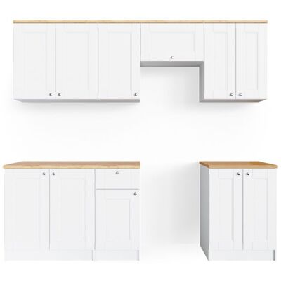 Ligne de cuisine Bergamo 240cm PT Goldkraft Blanc/Chêne de force doré Vicco 35910 Blanc - Publicité Ligne de cuisine Bergamo 240cm PT Goldkraft Blanc/Chêne de force doré Vicco 35910 Blanc - Publicité