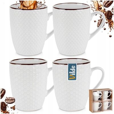 Orion LOT DE 4 TASSES À CAFÉ ET THÉ EN CÉRAMIQUE BLANCHE LAVABLES AU LAVE-VAISSELLE 270 ml - Publicité Orion LOT DE 4 TASSES À CAFÉ ET THÉ EN CÉRAMIQUE BLANCHE LAVABLES AU LAVE-VAISSELLE 270 ml - Publicité
