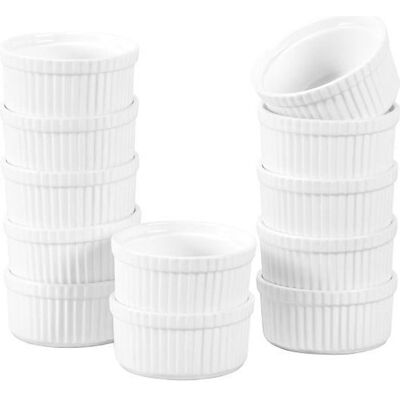 Lot de 12 Ramequin en Porcelaine - HOMBENE - Moule à Soufflé - Crème Brulée Muffin Bol - 7cm Petit Terrines Blanc - Publicité Lot de 12 Ramequin en Porcelaine - HOMBENE - Moule à Soufflé - Crème Brulée Muffin Bol - 7cm Petit Terrines Blanc - Publicité