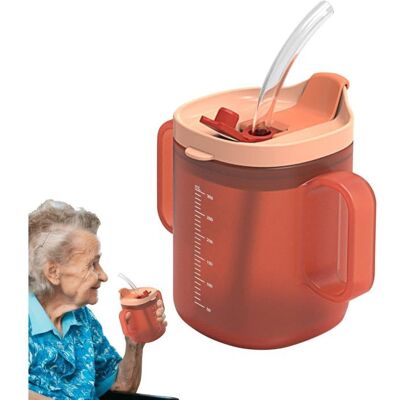 NOBRAND Verres anti-déversement pour personnes âgées de 300 ml avec 2 poignéesTasse dalimentation avec couvercle et paille Orange - Publicité NOBRAND Verres anti-déversement pour personnes âgées de 300 ml avec 2 poignéesTasse dalimentation avec couvercle et paille Orange - Publicité