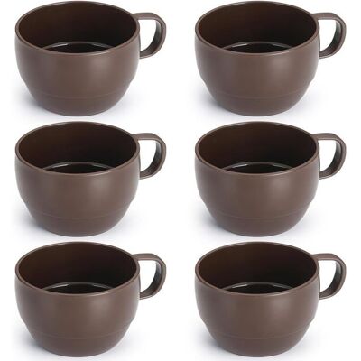 NOBRAND Lot de 6 tasses à café 350 ml (12 oz) lavables au micro-ondes et au lave-vaisselle avec grandes poignées Marron Marron - Publicité NOBRAND Lot de 6 tasses à café 350 ml (12 oz) lavables au micro-ondes et au lave-vaisselle avec grandes poignées Marron Marron - Publicité