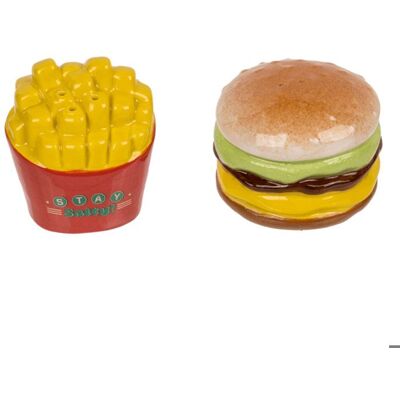 Salière et poivrière Burger et frites en céramique Jaune - Publicité Salière et poivrière Burger et frites en céramique Jaune - Publicité