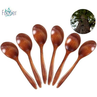 FOOTIER 6Pcs Petite CuillèRe A Cafe Cuillere En Bois Soupe Vaisselle Eco-Friendly TeaHoney CuillèRe à Café En Bois Naturel Marron - Publicité FOOTIER 6Pcs Petite CuillèRe A Cafe Cuillere En Bois Soupe Vaisselle Eco-Friendly TeaHoney CuillèRe à Café En Bois Naturel Marron - Publicité