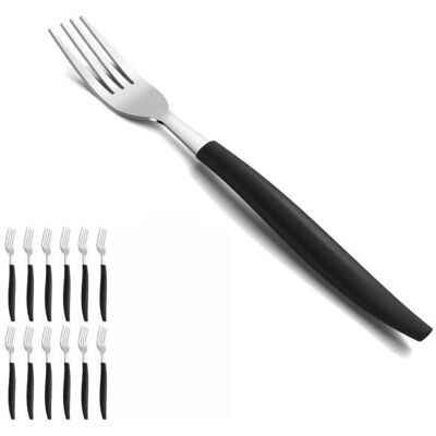 Lot de 12 fourchettes de table en acier inoxydable avec poignée noire polies brillantes et passent lave-vaisselle conviennent - sh - Publicité Lot de 12 fourchettes de table en acier inoxydable avec poignée noire polies brillantes et passent lave-vaisselle conviennent - sh - Publicité