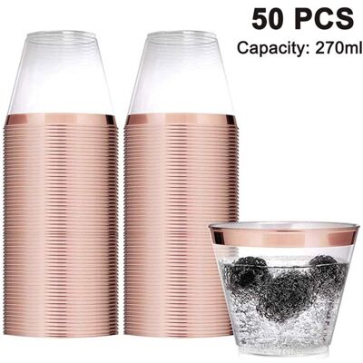 YNKKVRE Lot de 50 verres à cocktail en plastique 9 oz – Gobelets transparents pour fêtes et occasions spéciales - Publicité YNKKVRE Lot de 50 verres à cocktail en plastique 9 oz – Gobelets transparents pour fêtes et occasions spéciales - Publicité