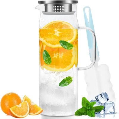 Carafe Eau Pichet en Verre Cruche en Verre avec Couvercle et Anse-1.5Litres - Publicité Carafe Eau Pichet en Verre Cruche en Verre avec Couvercle et Anse-1.5Litres - Publicité
