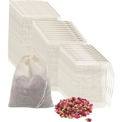 DMI Lot de 30 Sachets à Thé Réutilisables - 3 Tailles avec Cordon - Pour Thé en Vrac Herbes et Épices - Publicité DMI Lot de 30 Sachets à Thé Réutilisables - 3 Tailles avec Cordon - Pour Thé en Vrac Herbes et Épices - Publicité