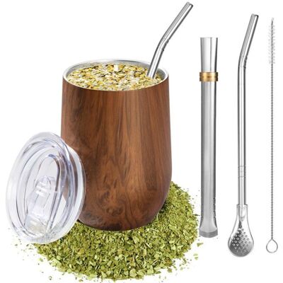 Tasse maté acier inoxydable 18/8 - 1 Double paroi bois calebasse bombilla brosse nettoyage - Naturel Aucuneary Gris - Publicité Tasse maté acier inoxydable 18/8 - 1 Double paroi bois calebasse bombilla brosse nettoyage - Naturel Aucuneary Gris - Publicité
