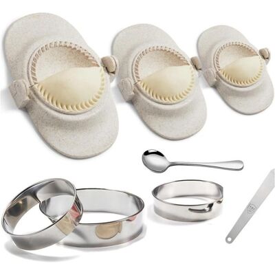 SODIAL Empanada Maker Press Ensemble de Machine à Boulettes Extra Large de 6 Pouces avec Coupe-Pâte Ensemble de Moules à Boulettes pour Blanc - Publicité SODIAL Empanada Maker Press Ensemble de Machine à Boulettes Extra Large de 6 Pouces avec Coupe-Pâte Ensemble de Moules à Boulettes pour Blanc - Publicité