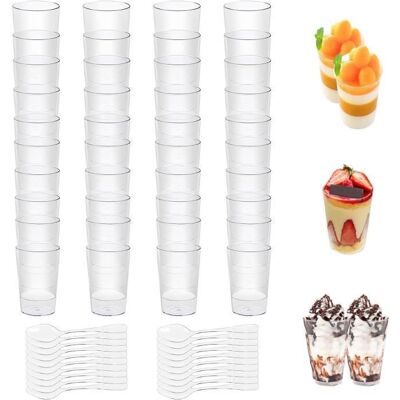 Coupes à dessert - DLZAOAO - 90ML - Réutilisable - 50 Pièces - Avec Cuillères Blanc - Publicité Coupes à dessert - DLZAOAO - 90ML - Réutilisable - 50 Pièces - Avec Cuillères Blanc - Publicité