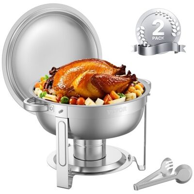 Chauffe‑Plat / Buffet chauffant - VEVOR - JZYYXCL5LGG2 - Lot de 2 - Bac 47 L - Acier inoxydable Gris - Publicité Chauffe‑Plat / Buffet chauffant - VEVOR - JZYYXCL5LGG2 - Lot de 2 - Bac 47 L - Acier inoxydable Gris - Publicité