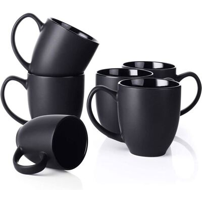 DOWAN Ensemble de 6 Tasses à Café Noires en Céramique de 473ml Noir - Publicité DOWAN Ensemble de 6 Tasses à Café Noires en Céramique de 473ml Noir - Publicité