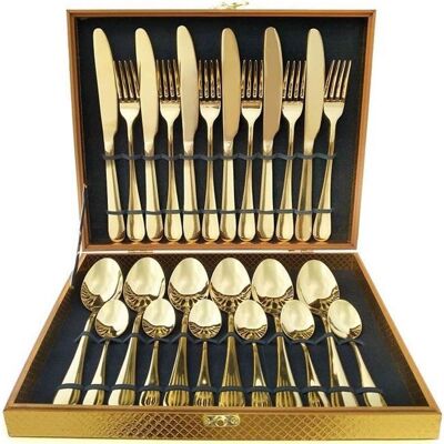 Unknown - 24pcs Or Couverts - Or - Acier Inoxydable - Ensemble de Couverts - Publicité Unknown - 24pcs Or Couverts - Or - Acier Inoxydable - Ensemble de Couverts - Publicité