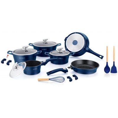 Batterie de cuisine 17 pièces Bleu Royalty Line RLES2014M-DBLUE Bleu - Publicité Batterie de cuisine 17 pièces Bleu Royalty Line RLES2014M-DBLUE Bleu - Publicité