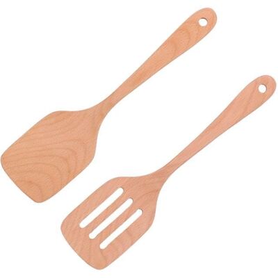 SALUTUYA Ensemble de spatules Turner en bois de hêtre de haute qualité pour cuisine - ustensiles de cuisine antiadhésifs - Publicité SALUTUYA Ensemble de spatules Turner en bois de hêtre de haute qualité pour cuisine - ustensiles de cuisine antiadhésifs - Publicité