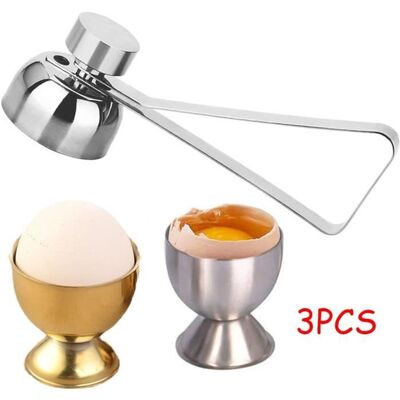 Ensemble de Coquetiers - MARQUE - 3pcs - Acier Inoxydable - Argent Or - Ouvre-Oeuf Double Face Blanc - Publicité Ensemble de Coquetiers - MARQUE - 3pcs - Acier Inoxydable - Argent Or - Ouvre-Oeuf Double Face Blanc - Publicité