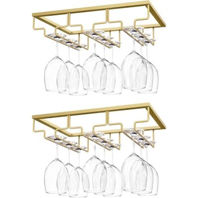 FNINIJEDE 2 Porte-verres suspendus support métal 3 rails dessous étagère armoire cuisine or . Publicité FNINIJEDE 2 Porte-verres suspendus support métal 3 rails dessous étagère armoire cuisine or . Publicité