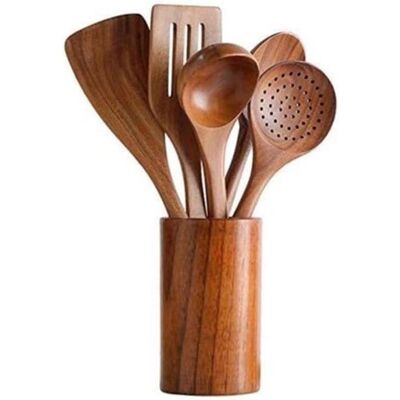 ZHIJIE SARL Ensemble dustensiles de cuisine en bois dacacia-Cuillères en bois naturel-Ustensiles de cuisine pour diverses cuisines 6pcs Marron - Publicité ZHIJIE SARL Ensemble dustensiles de cuisine en bois dacacia-Cuillères en bois naturel-Ustensiles de cuisine pour diverses cuisines 6pcs Marron - Publicité