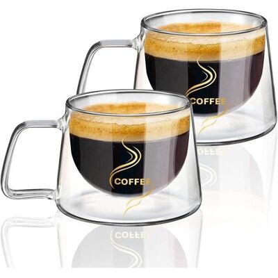 Tasse à Café Double Paroi - ZGEER - Lot de 2 - Verre Borosilicate - 200ML - Compatible Lave-Vaisselle - Publicité Tasse à Café Double Paroi - ZGEER - Lot de 2 - Verre Borosilicate - 200ML - Compatible Lave-Vaisselle - Publicité