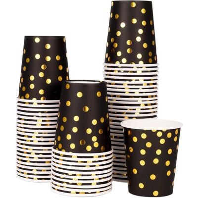 Lot de 60 gobelets en papier à pois dorés (265 ml) jetables et biodégradables parfaits pour Halloween et Noël - Publicité Lot de 60 gobelets en papier à pois dorés (265 ml) jetables et biodégradables parfaits pour Halloween et Noël - Publicité