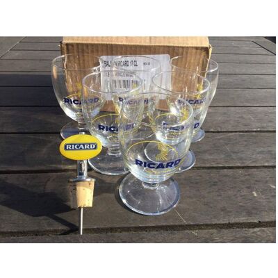 RICARD Lot de 6 Verre Ballon Demi Soleil Nouveau modele 2019 avec Bec verseur - Publicité RICARD Lot de 6 Verre Ballon Demi Soleil Nouveau modele 2019 avec Bec verseur - Publicité