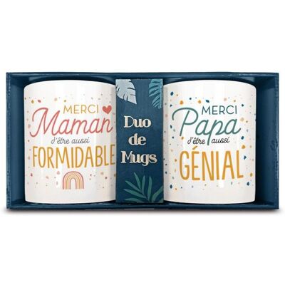 STC Coffret Duo de Mugs Maman Formidable & Papa Génial - Publicité STC Coffret Duo de Mugs Maman Formidable & Papa Génial - Publicité