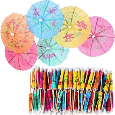 NOBRAND 100 petites parasols de cocktail divers parasols en papier tropicaux pour cocktails et décorations - Publicité NOBRAND 100 petites parasols de cocktail divers parasols en papier tropicaux pour cocktails et décorations - Publicité