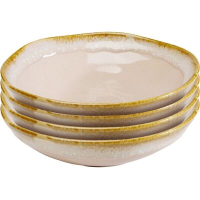 Assiettes creuses - KARE - Nala - Set de 4 - Vintage - Grès rose 20cm Jaune - Publicité Assiettes creuses - KARE - Nala - Set de 4 - Vintage - Grès rose 20cm Jaune - Publicité